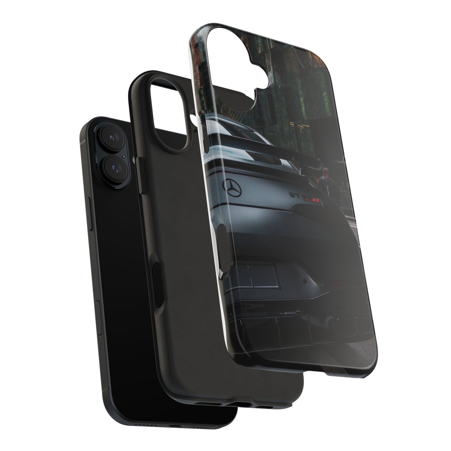 Capa Resistente para Telemóvel Car Lover — Design GT Preto Mate Vista Traseira