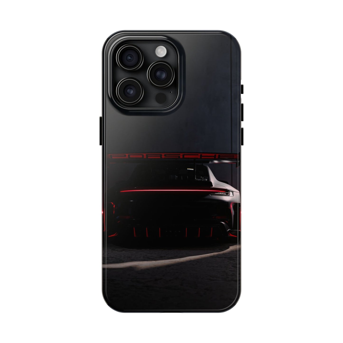 Capa Resistente Vista Traseira Sport Car — Design Elegante Preto e Vermelho