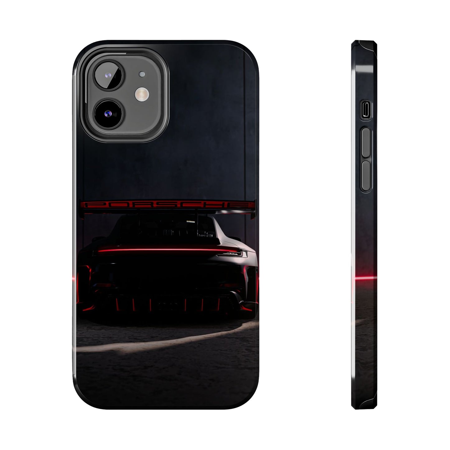 Capa Resistente Vista Traseira Sport Car — Design Elegante Preto e Vermelho
