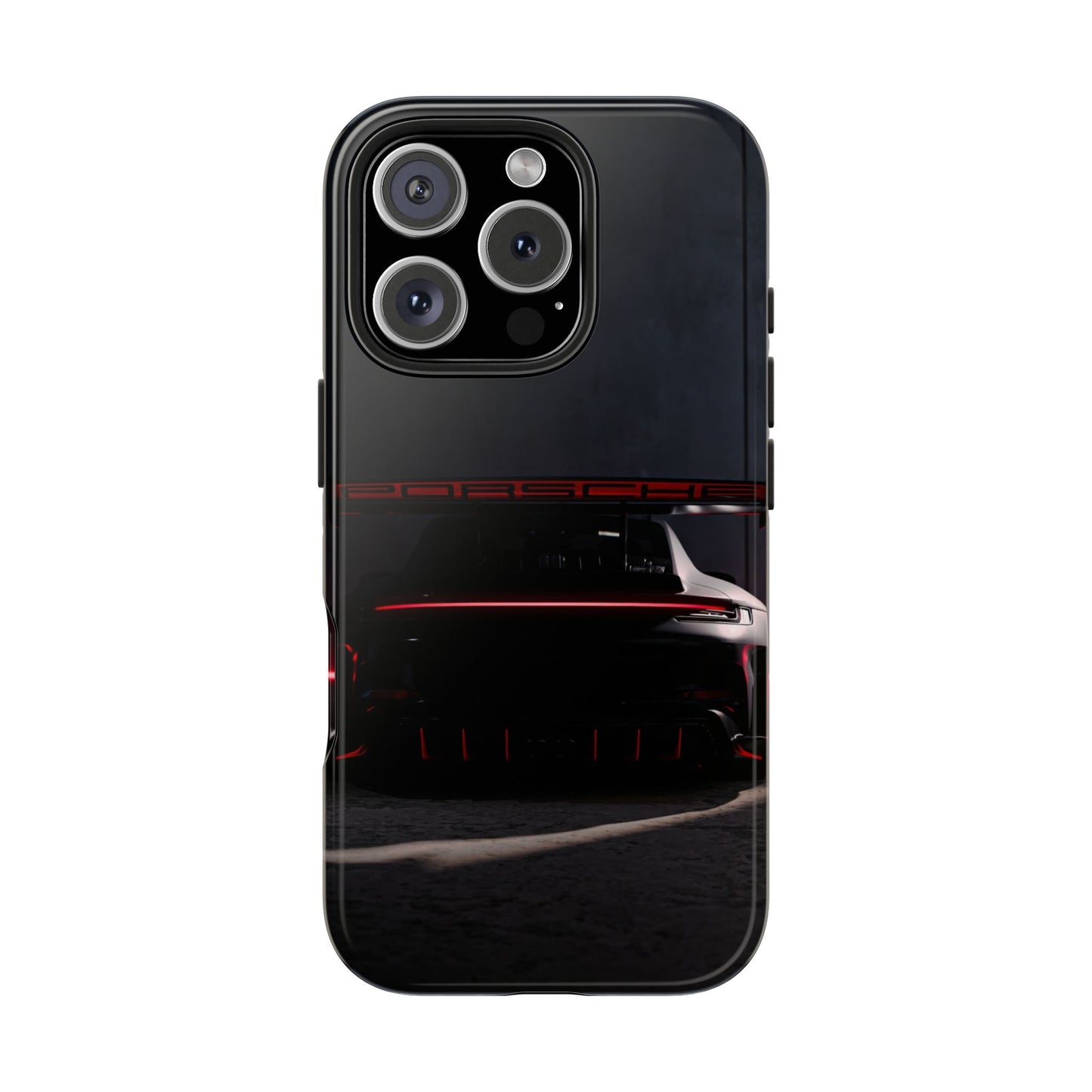 Capa Resistente Vista Traseira Sport Car — Design Elegante Preto e Vermelho