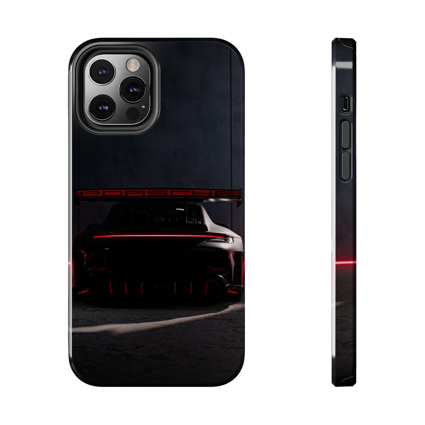 Capa Resistente Vista Traseira Sport Car — Design Elegante Preto e Vermelho