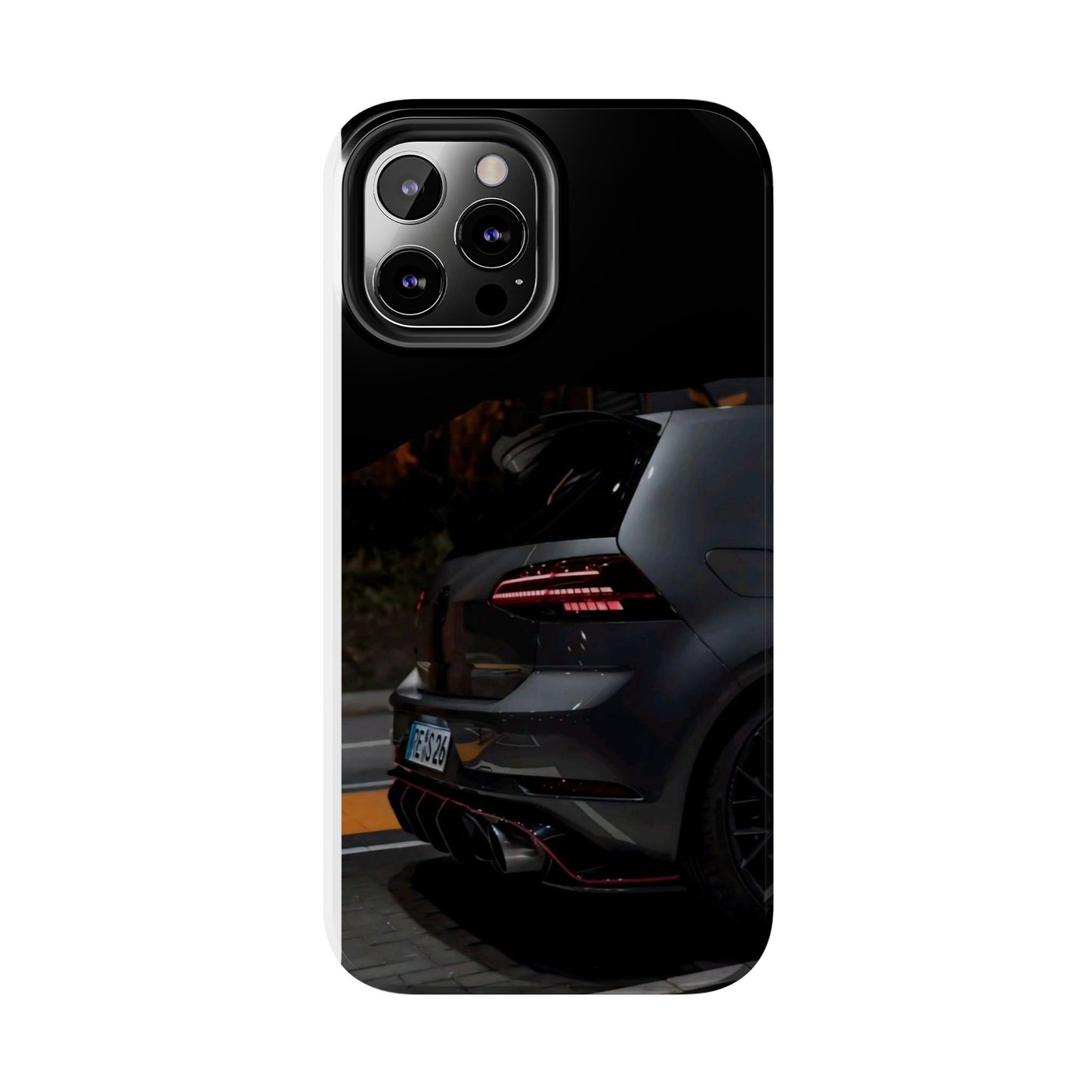 Capa Hatchback Preto Desportivo — Vista Traseira Fotografia Automóvelsim