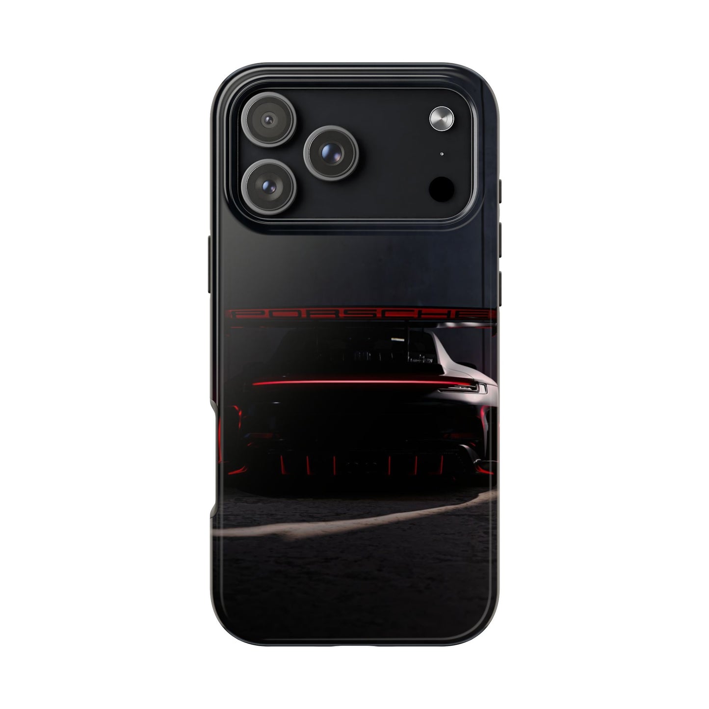 Capa Resistente Vista Traseira Sport Car — Design Elegante Preto e Vermelho