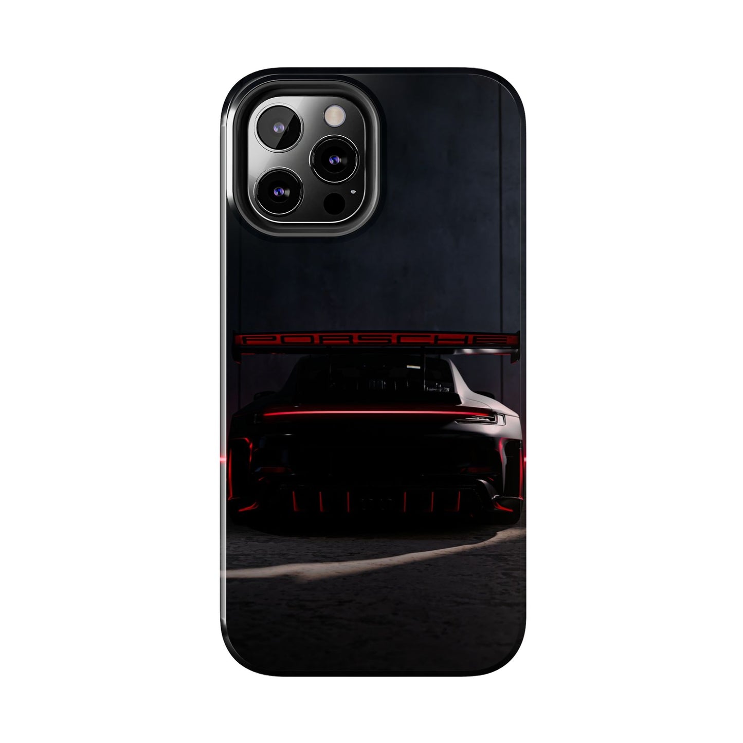 Capa Resistente Vista Traseira Sport Car — Design Elegante Preto e Vermelho