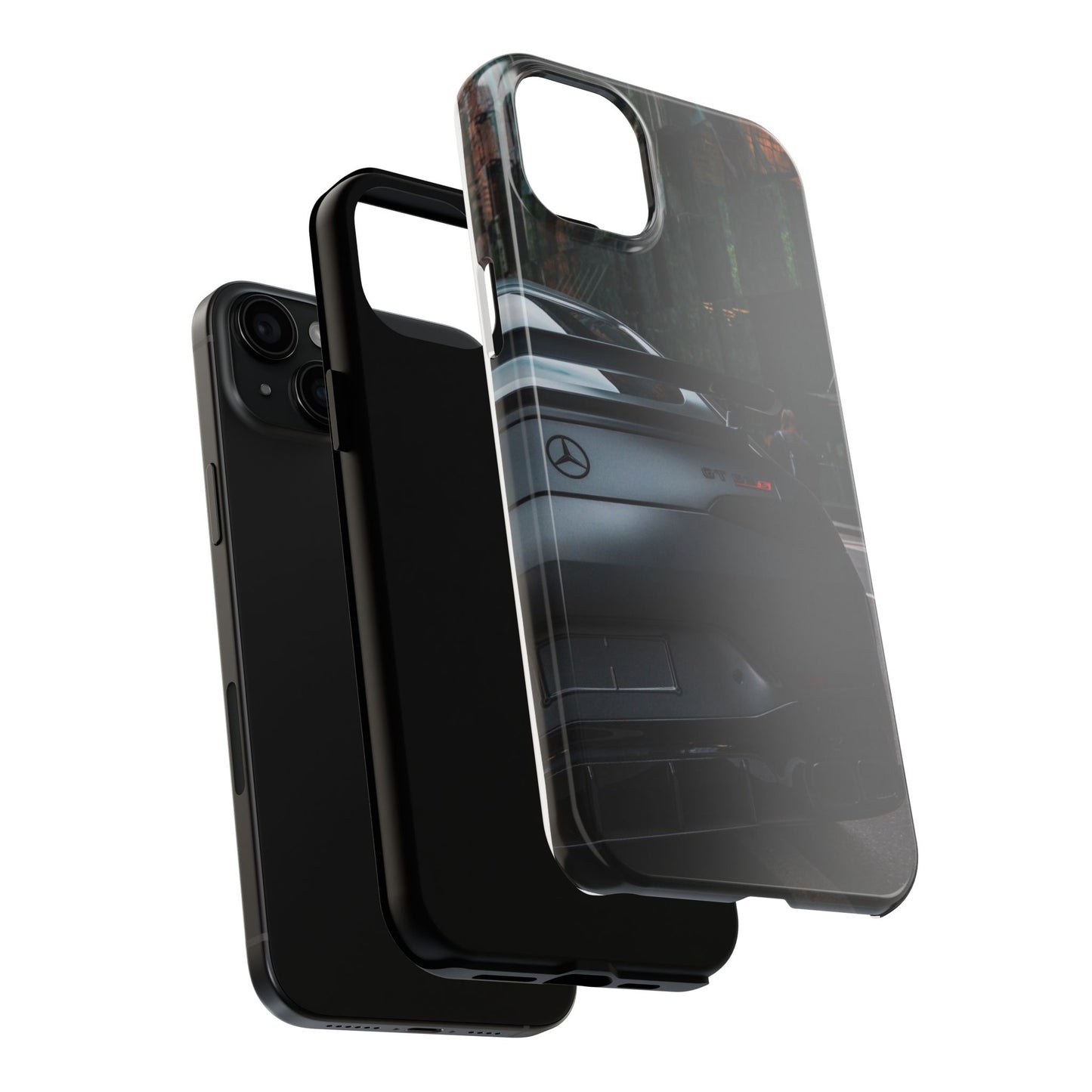Capa Resistente para Telemóvel Car Lover — Design GT Preto Mate Vista Traseira