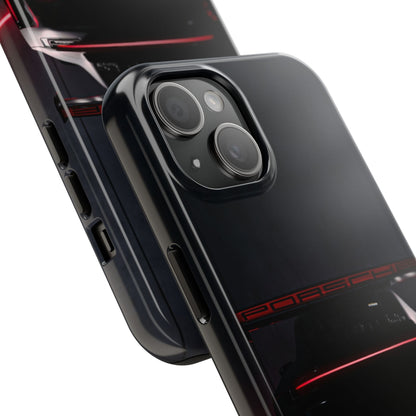 Capa Resistente Vista Traseira Sport Car — Design Elegante Preto e Vermelho