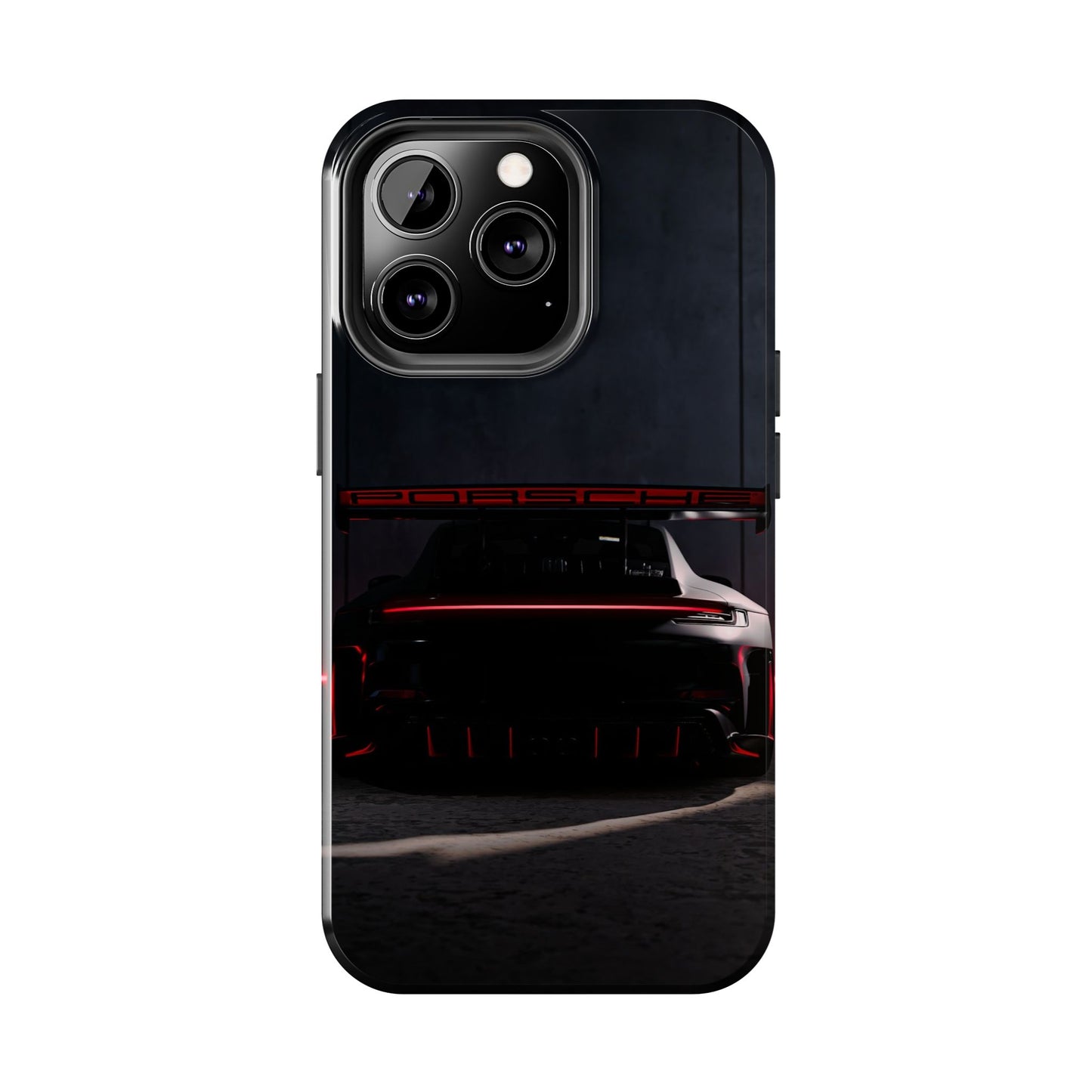 Capa Resistente Vista Traseira Sport Car — Design Elegante Preto e Vermelho