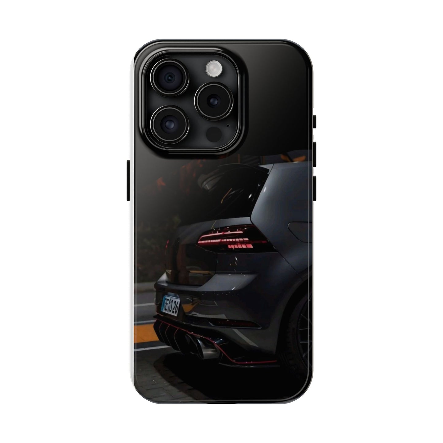 Capa Hatchback Preto Desportivo — Vista Traseira Fotografia Automóvelsim