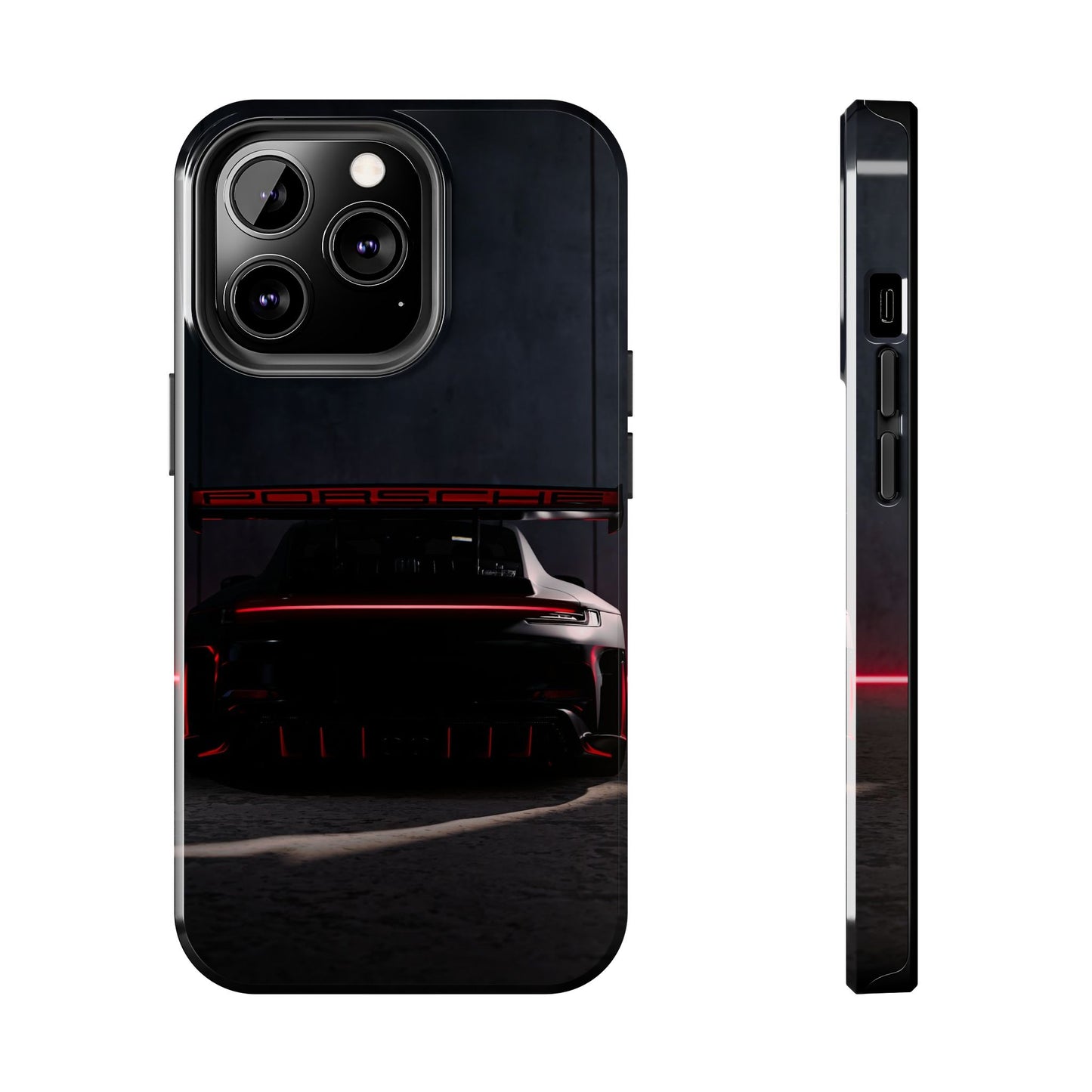 Capa Resistente Vista Traseira Sport Car — Design Elegante Preto e Vermelho