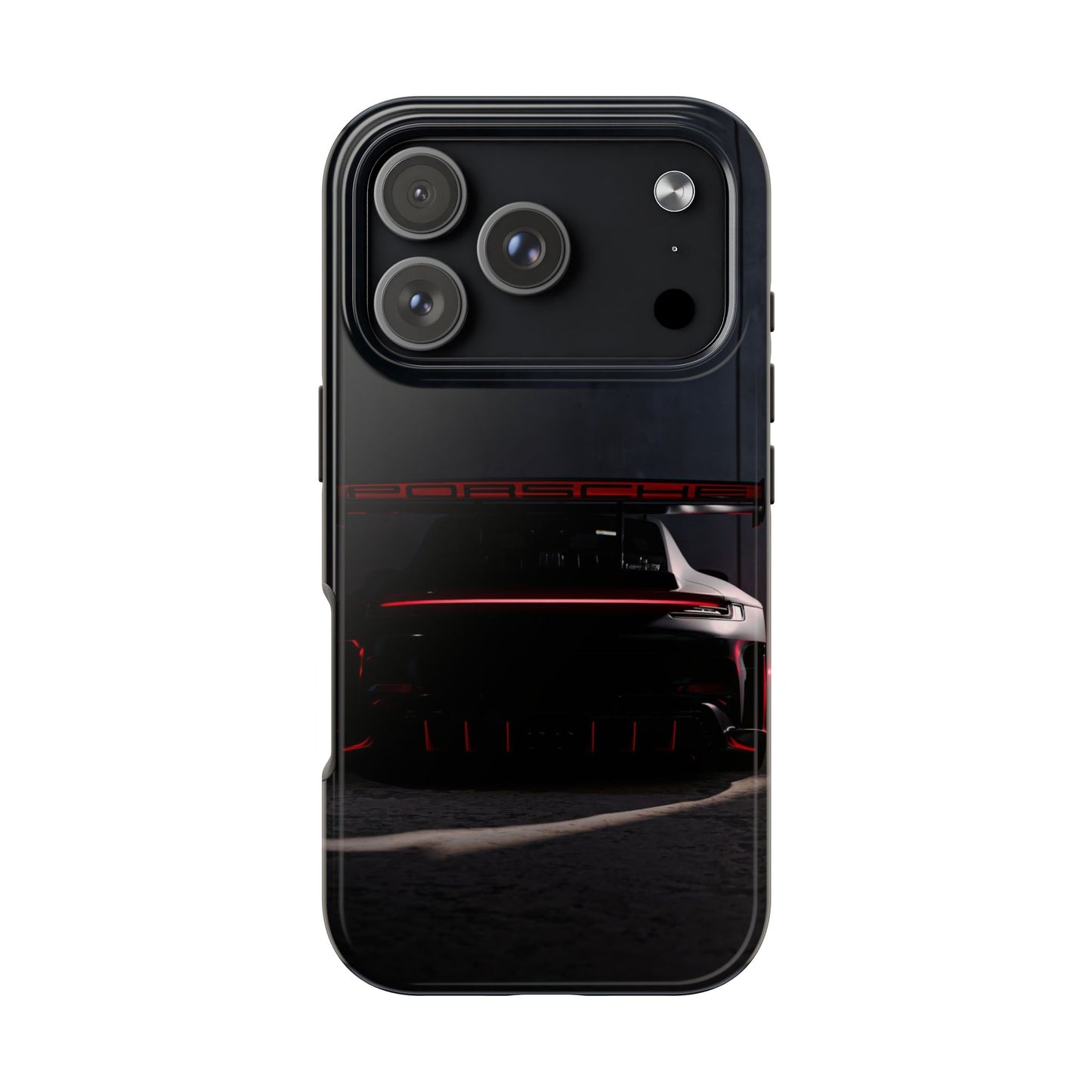 Capa Resistente Vista Traseira Sport Car — Design Elegante Preto e Vermelho
