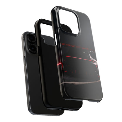 Capa Resistente Vista Traseira Sport Car — Design Elegante Preto e Vermelho