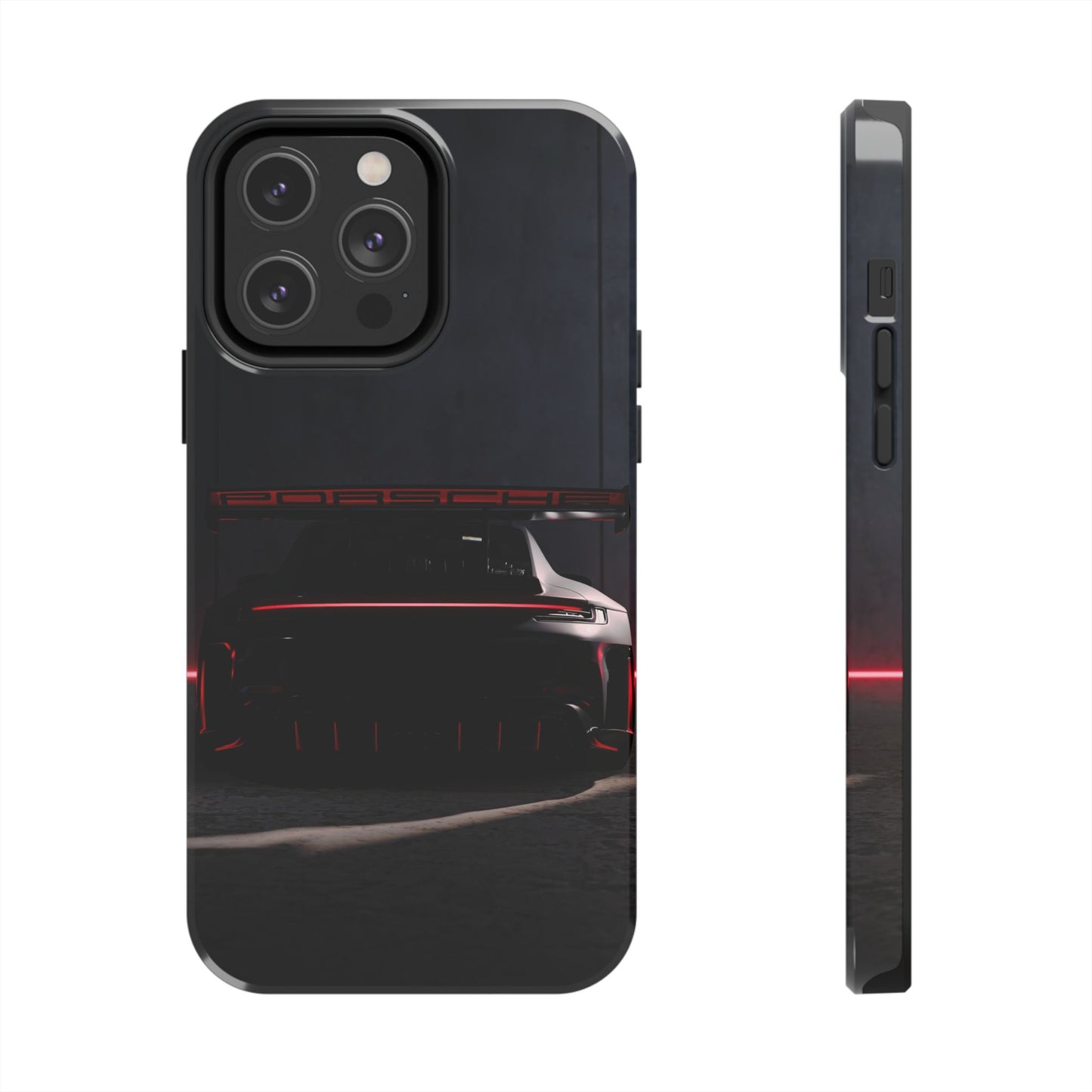 Capa Resistente Vista Traseira Sport Car — Design Elegante Preto e Vermelho