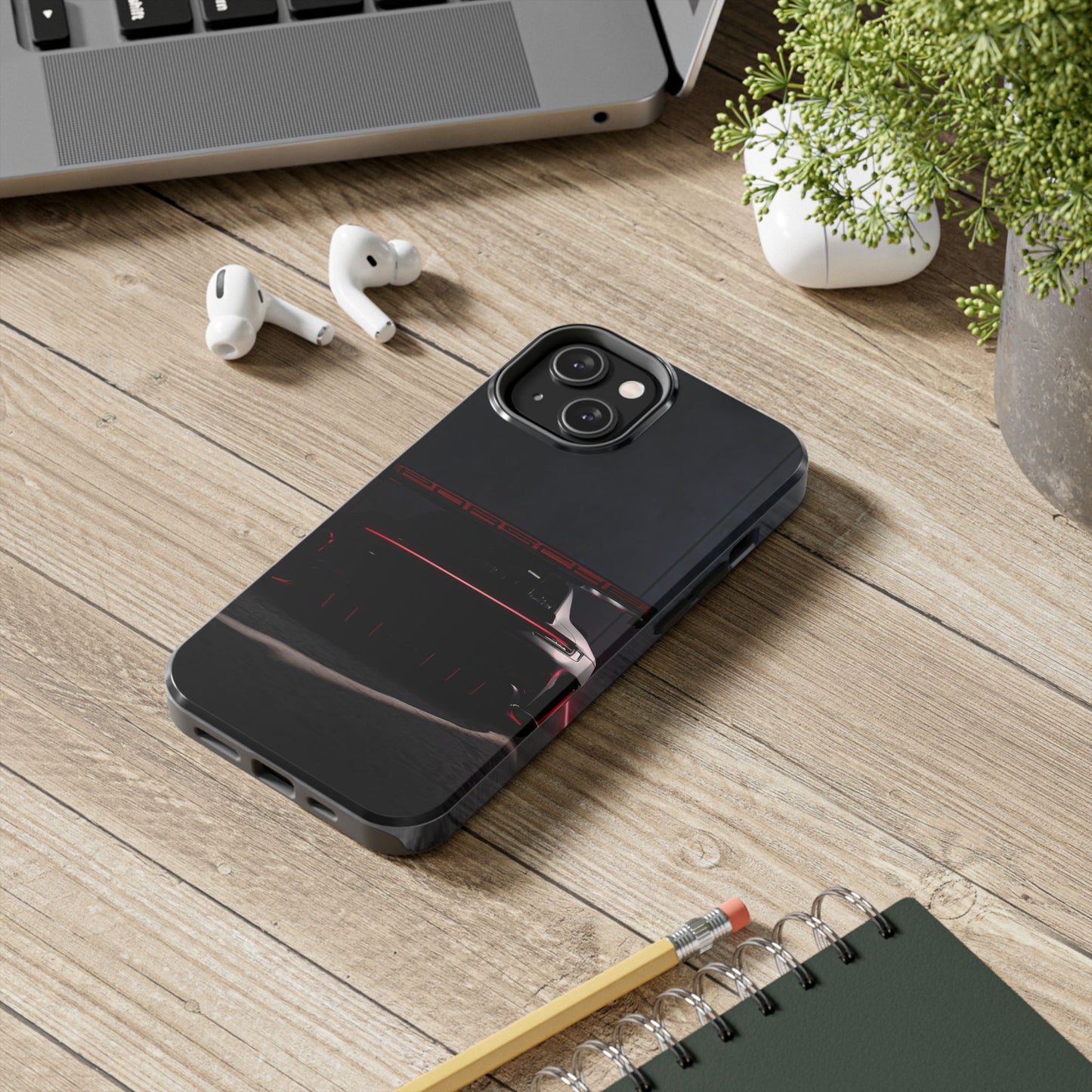 Capa Resistente Vista Traseira Sport Car — Design Elegante Preto e Vermelho