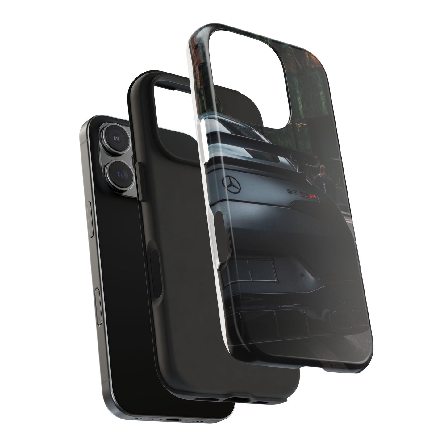 Capa Resistente para Telemóvel Car Lover — Design GT Preto Mate Vista Traseira