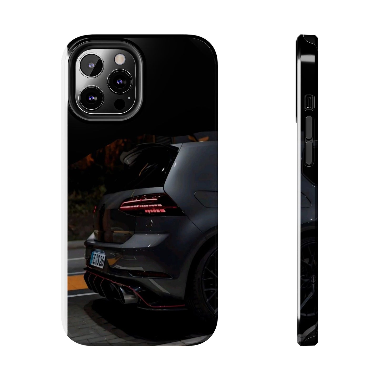 Capa Hatchback Preto Desportivo — Vista Traseira Fotografia Automóvelsim