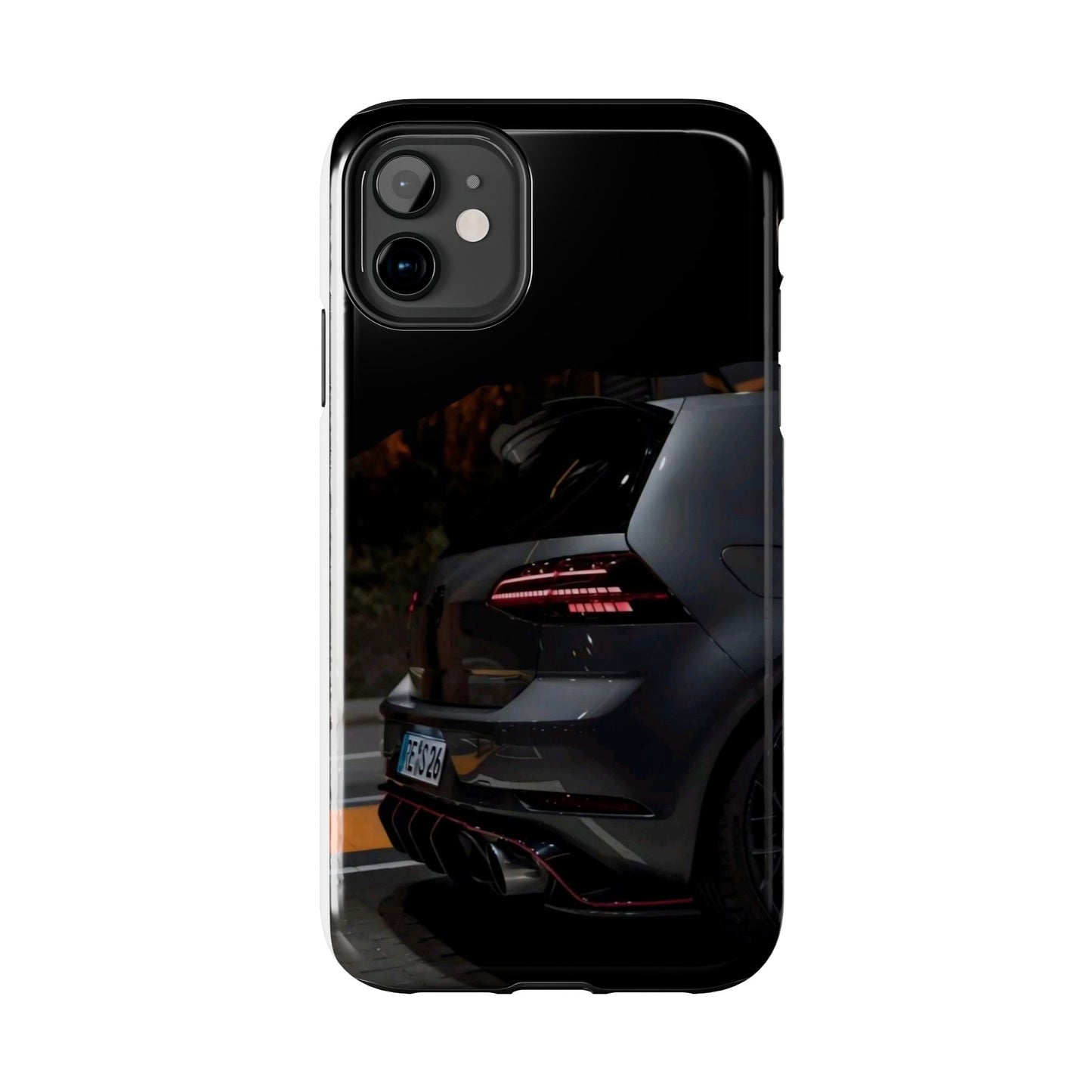 Capa Hatchback Preto Desportivo — Vista Traseira Fotografia Automóvelsim