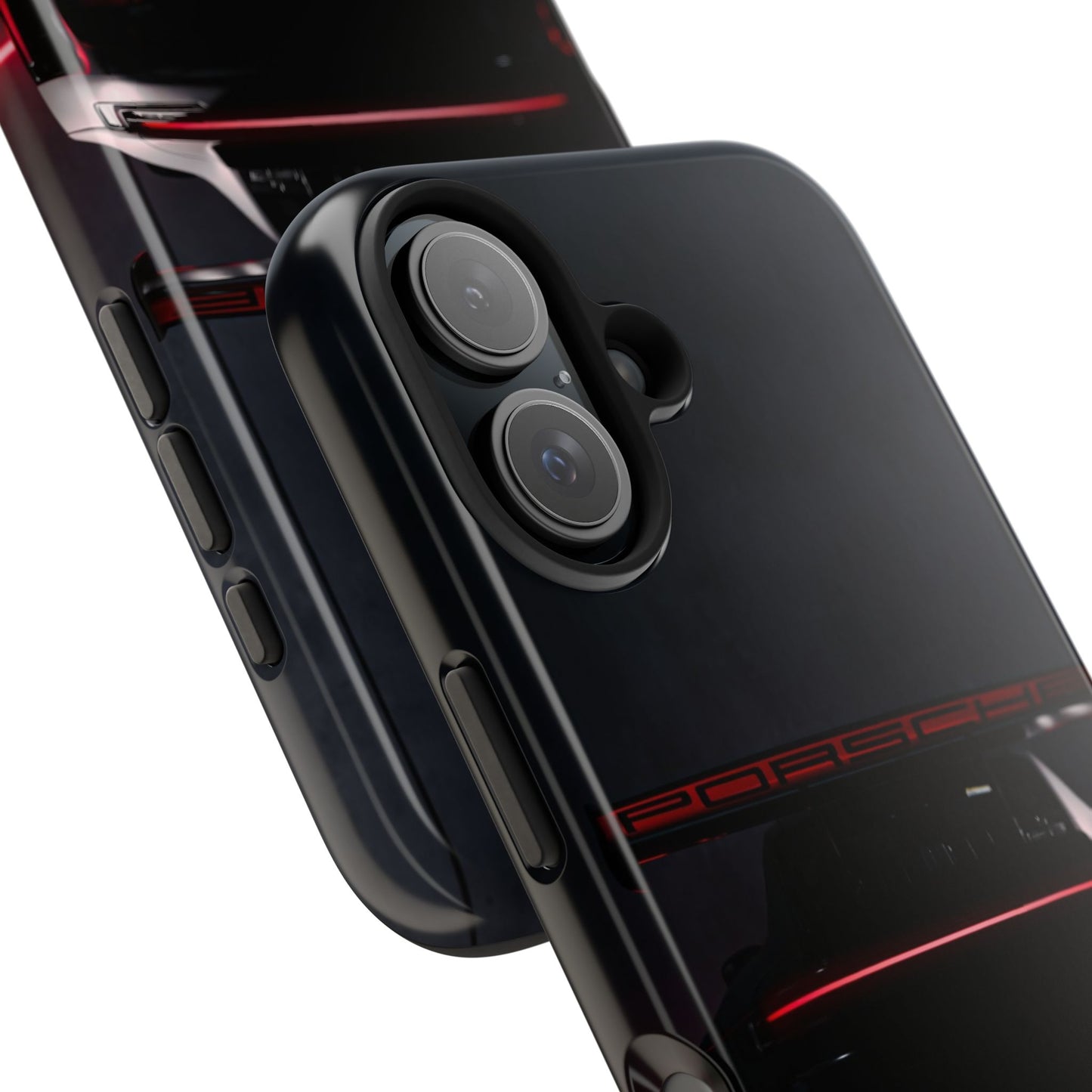 Capa Resistente Vista Traseira Sport Car — Design Elegante Preto e Vermelho