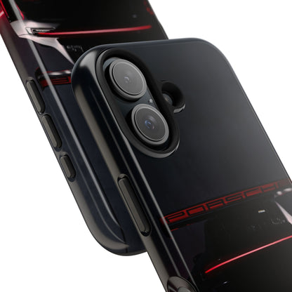Capa Resistente Vista Traseira Sport Car — Design Elegante Preto e Vermelho