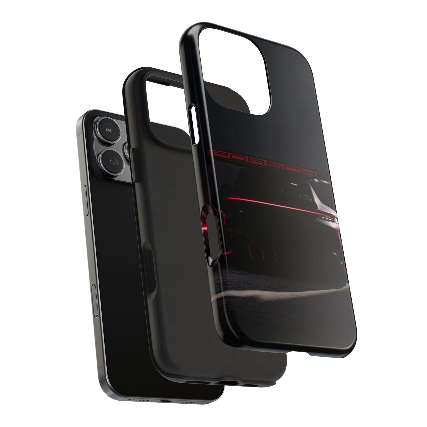 Capa Resistente Vista Traseira Sport Car — Design Elegante Preto e Vermelho