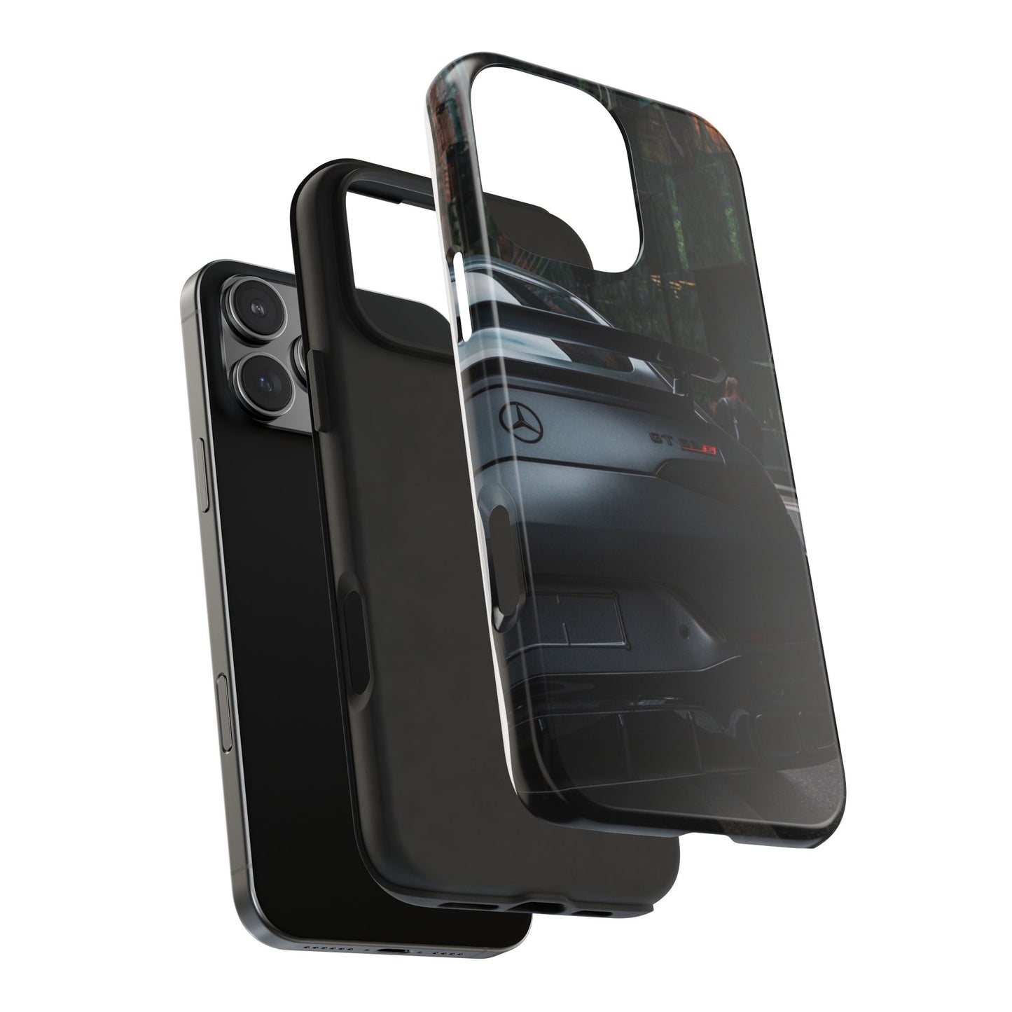 Capa Resistente para Telemóvel Car Lover — Design GT Preto Mate Vista Traseira