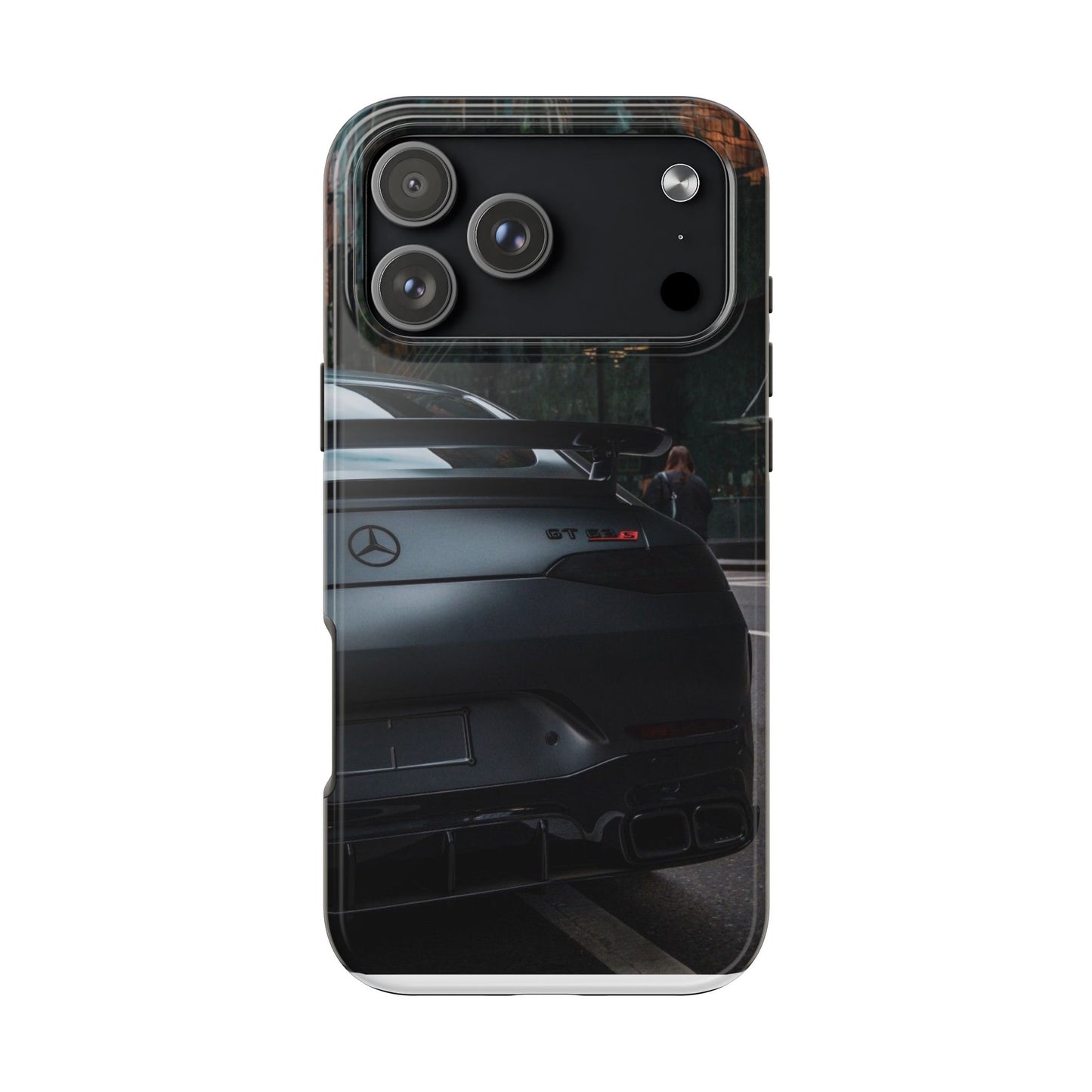 Capa Resistente para Telemóvel Car Lover — Design GT Preto Mate Vista Traseira