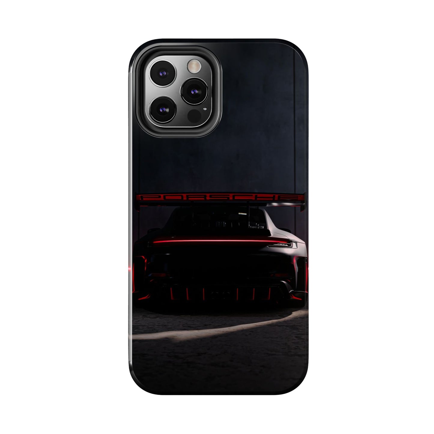 Capa Resistente Vista Traseira Sport Car — Design Elegante Preto e Vermelho