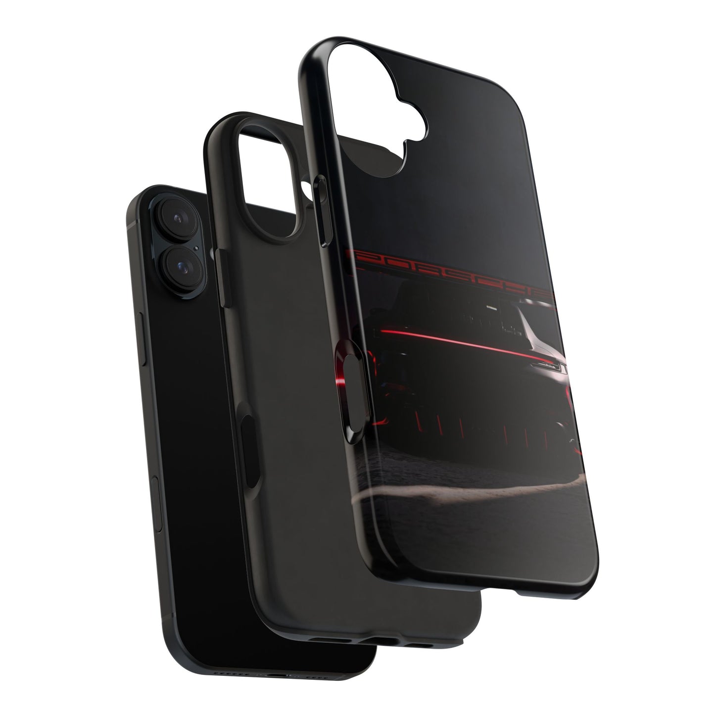 Capa Resistente Vista Traseira Sport Car — Design Elegante Preto e Vermelho