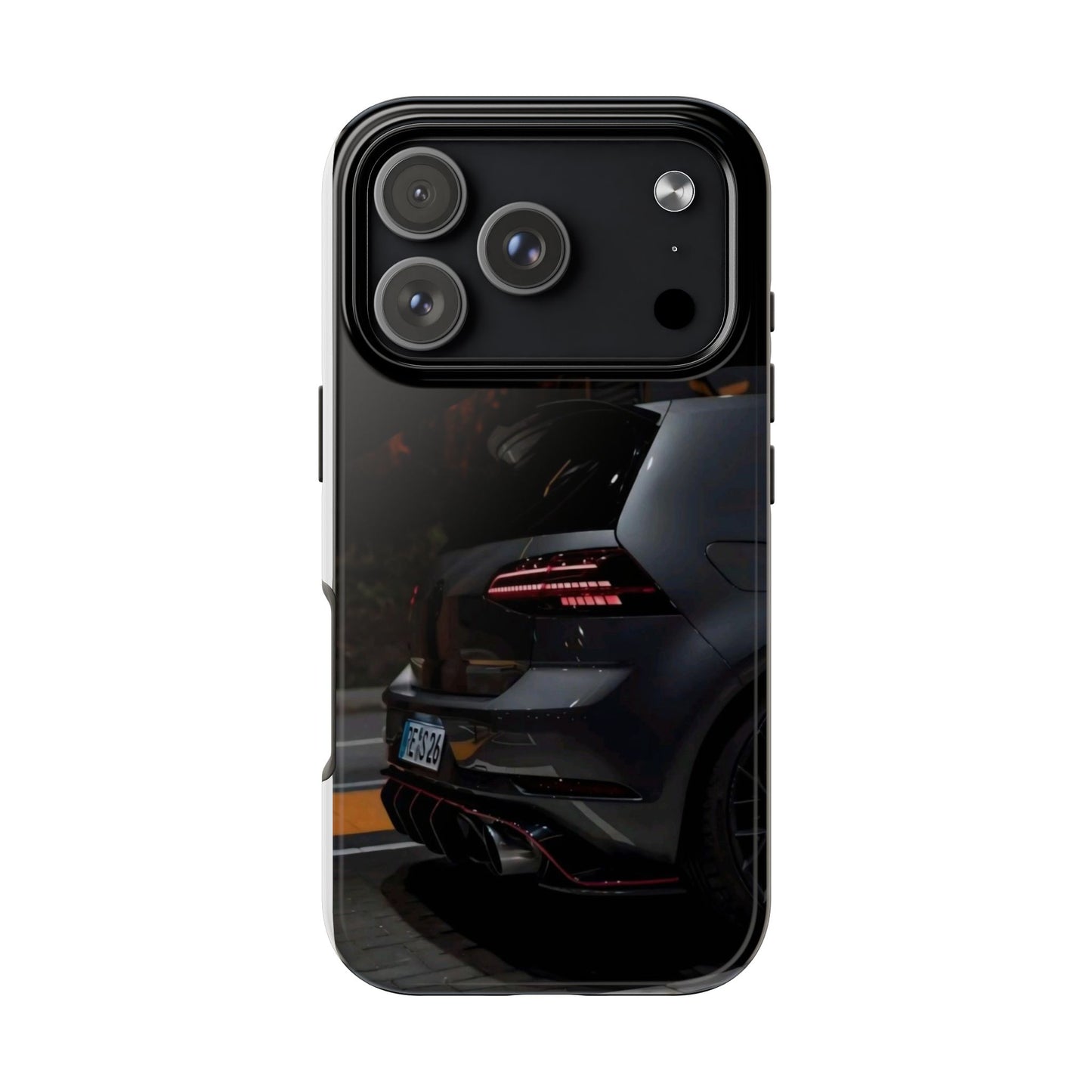 Capa Hatchback Preto Desportivo — Vista Traseira Fotografia Automóvelsim